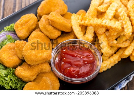 nuggets chicken chips close portion detailed shot shutterstock vectors royalty