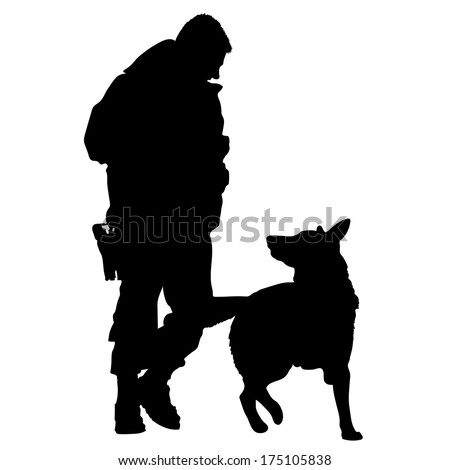 silhouette police dog officer training vector k9 partner clip clipart illustration shutterstock drawing line drawings royalty shepherd soldiers icon unit