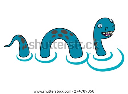 Cartoon style Loch Ness monster - stock vector