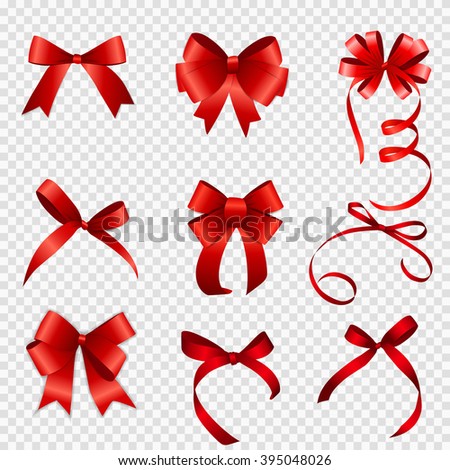 Set Red Bow Vector Illustration On Stock Vector 395048026 - Shutterstock