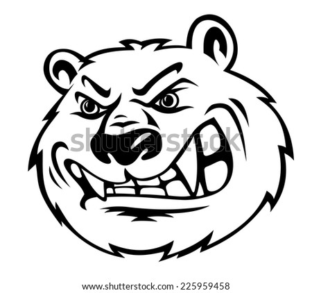 Black White Outline Sketch Angry Bear Stock Vector 36183301 - Shutterstock