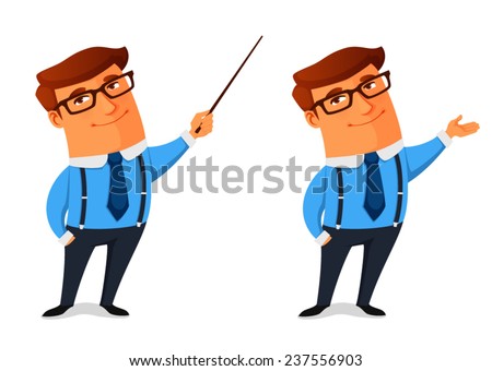 cartoon funny something businessman presenting showing vector character shutterstock characters business office