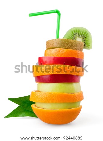 Tropical mixed fruit on white background