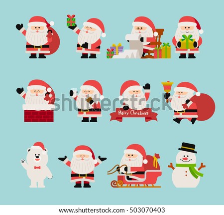 vector illustration - Christmas Character set of santa claus.