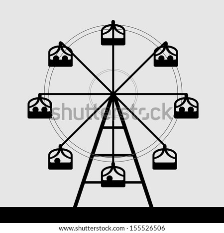 Vector Ferris Wheel Black White Color Stock Vector 155526506 - Shutterstock