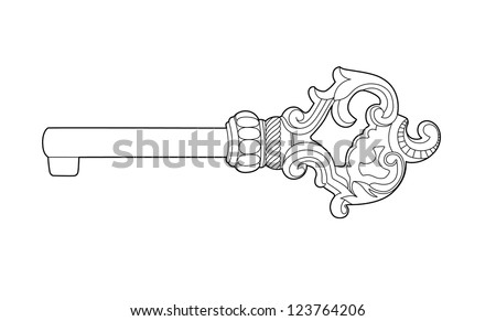 Drawing Old Key Stock Vector 123764206 - Shutterstock