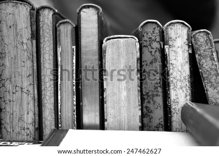 Black And White Vintage Books Close Up Black And White Vintage Books Close Up