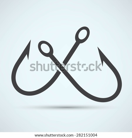 Two Crossed Fishing Hook Stock Vector 100487821 - Shutterstock