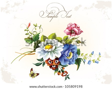 Vintage postcard with beautiful flowers