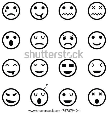 Smiley Faces Icons Set Emotions Mood Stock Vector 170731142 - Shutterstock