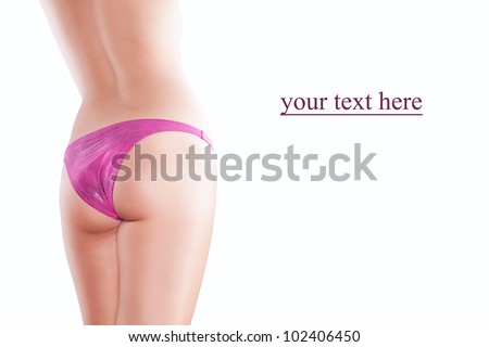 Close up view of nice smooth woman�s butt on white back