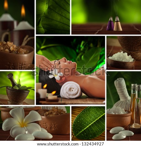 Spa theme photo collage composed of different images