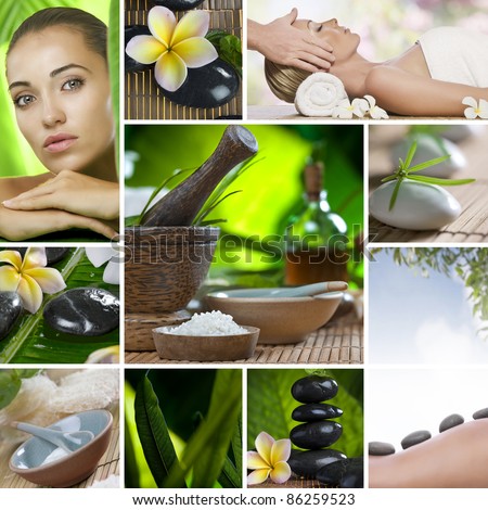 Spa theme photo collage composed of different images