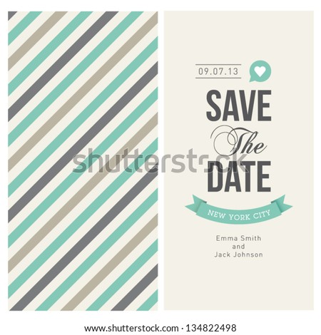 wedding invitation card editable with background chevron, font, type, ribbons and heart vector