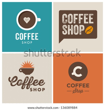 coffee shop illustration design elements vintage vector