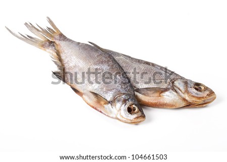 Dried fish on a white background