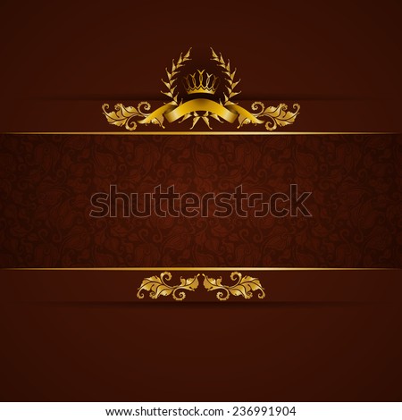 Elegant Golden Frame Banner Gold Crown Stock Vector 