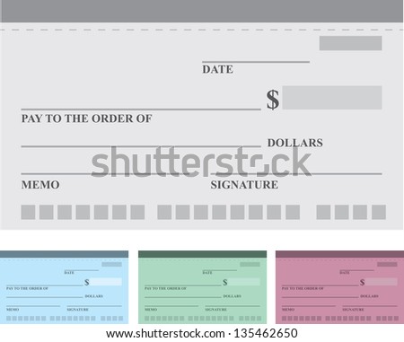 Realistic Generic Blank Check Cheques 3 Stock Vector 2778916 - Shutterstock