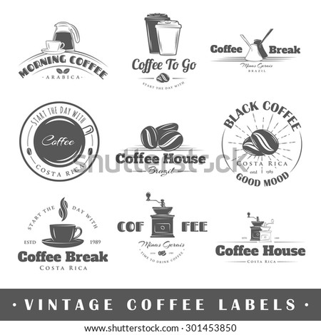 Coffee Shop Logo Vintage Vector Set Stock Vector 275462621 - Shutterstock