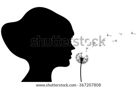 Face Blowing Flowers Silhouette Stock Images, Royalty-Free Images ...