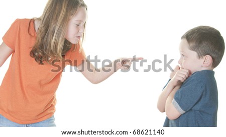 Older Girl Scolding Younger Boy Stock Photo 68621200 - Shutterstock