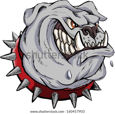 Furious Bulldog Gray Isolated Stock Vector White Background Illustration Gambar