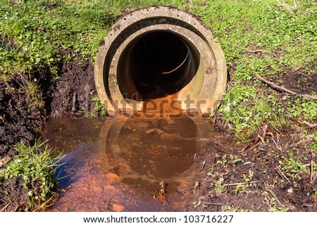 Water running in to a water stream from a sewer