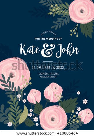 flower/floral wedding invitation card template vector/illustration