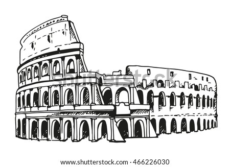 Drawing Coliseum Colosseum Illustration Rome Italy Stock Vector 355751054 - Shutterstock