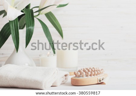 spa composition on white wooden background