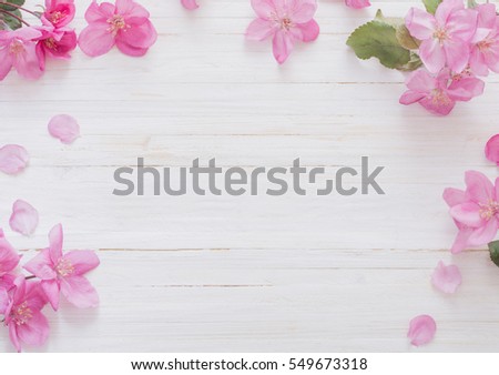 Flowers On Wooden Background Stock Photo 128947691 - Shutterstock