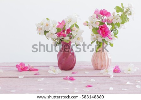 Beautiful Aster Flower Bouquet On Wooden Stock Photo 116582800 ...
