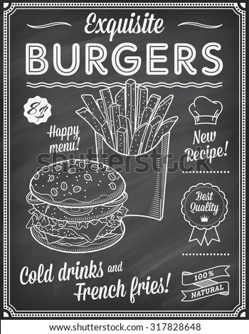 stock vector a grunge chalkboard fast food menu template with elegant text ideas and high quality fast food 317828648