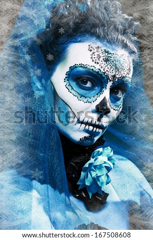 Winter Make Sugar Skull Beautiful Model Stock Photo 167508614 ...