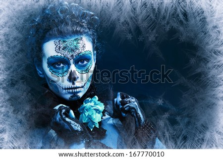 Winter Make Sugar Skull Beautiful Model Stock Photo 167508614 ...