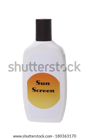 Sunscreen bottle - stock photo