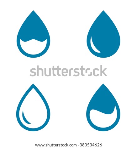 Set Blue Four Water Drops Silhouette Stock Vector 380534626 - Shutterstock