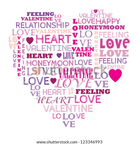 Love In Word Collage Composed In Heart Shape Love In Word Collage Composed In Heart Shape