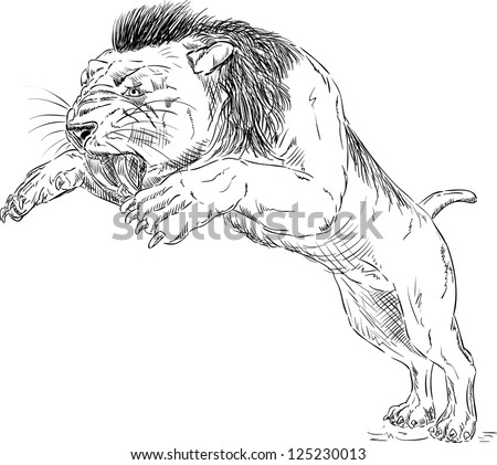 Vector Smilodon Sabertoothed Tiger Jumping Stock Vector ...