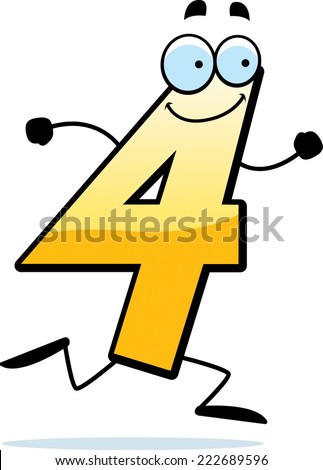 Cartoon Illustration Number Four Running Smiling Stock Vector 222689596 ...