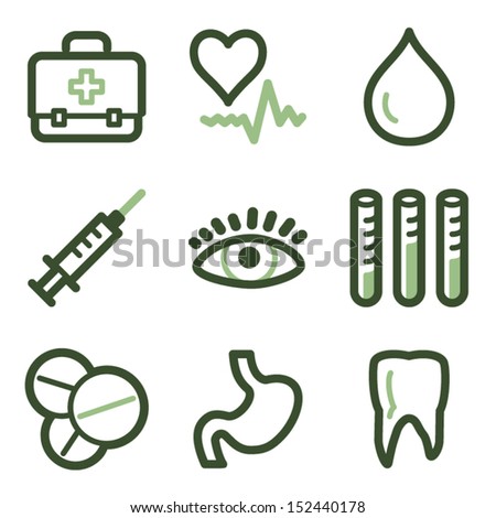 Medicine Icons Green Line Contour Series Pictogram Stock Images Royalty Free Images