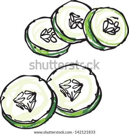 Fresh cucumber slices illustration vector