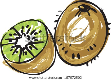 Whole and half Kiwi vector illustration