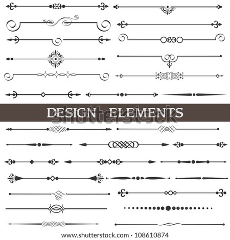 Vector set of calligraphic design elements and page decor