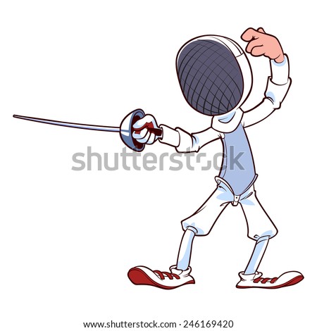 Cartoon Fencer Rapier Into Position Vector Stock Vector 246169420 ...