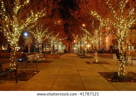 sidewalk lined trees christmas lights stock photo 41787121 sidewalk lined trees christmas lights stock photo 41787121