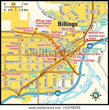 Billings Montana Stock Images Royalty Free Images Vectors Shutterstock   Stock Vector Billings Montana Area Map 143948098 