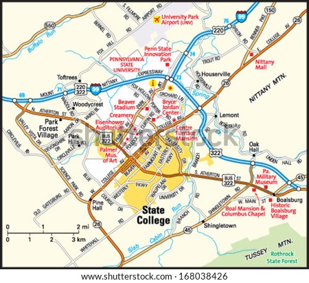 stock vector state college pennsylvania area map 168038426