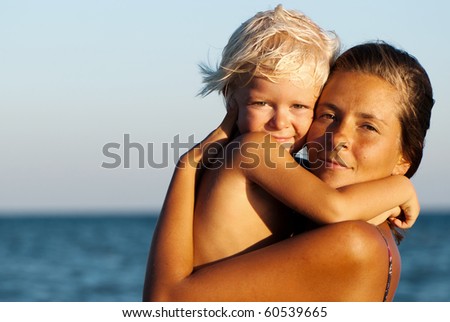 happy mother and son