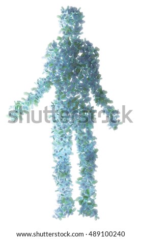 Bacteria forming a human body - microbiome and probiotics concept 3D illustration. 
